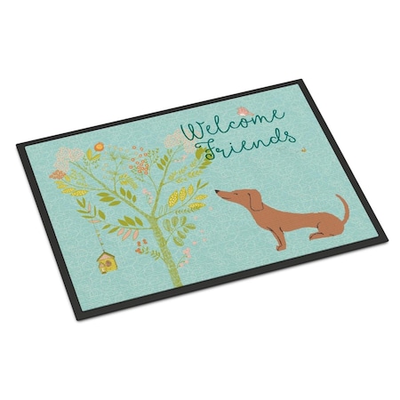 Carolines Treasures Welcome Friends Red Dachshund Indoor or Outdoor Mat, 18 x 27 in. CA68813